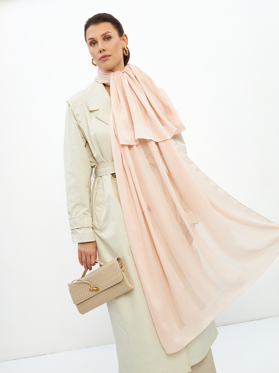 Палантин женский двухсторонний с деликатным диагональным принтом