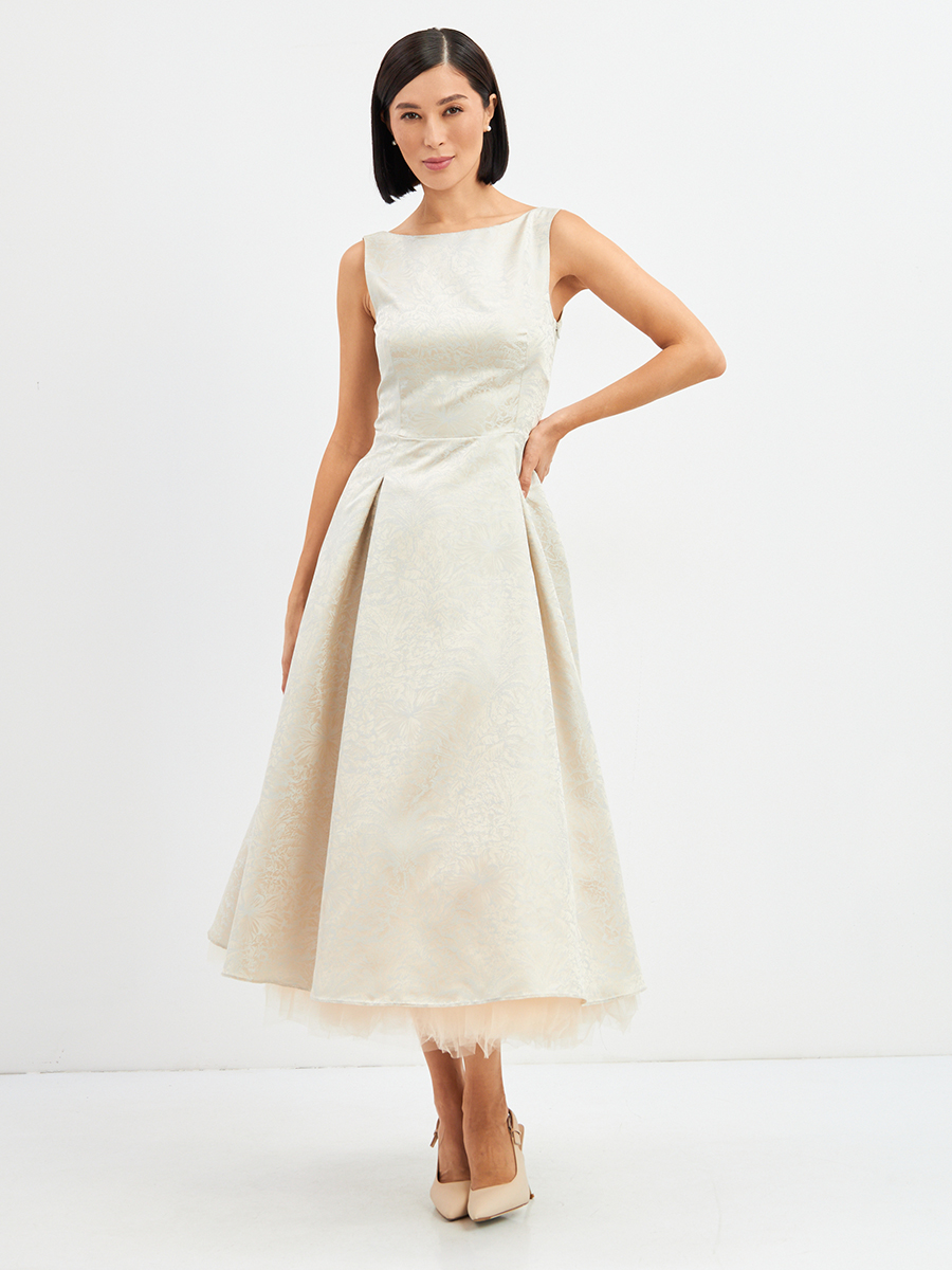 Платье из жаккарда + юбка из фатина OD-939-3 серо-голубой