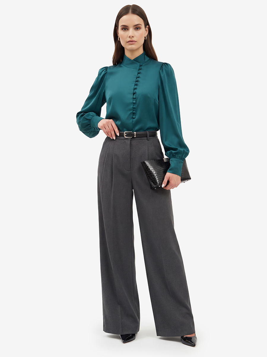 Блуза-косоворотка много пуговиц OD-550-13 морская волна