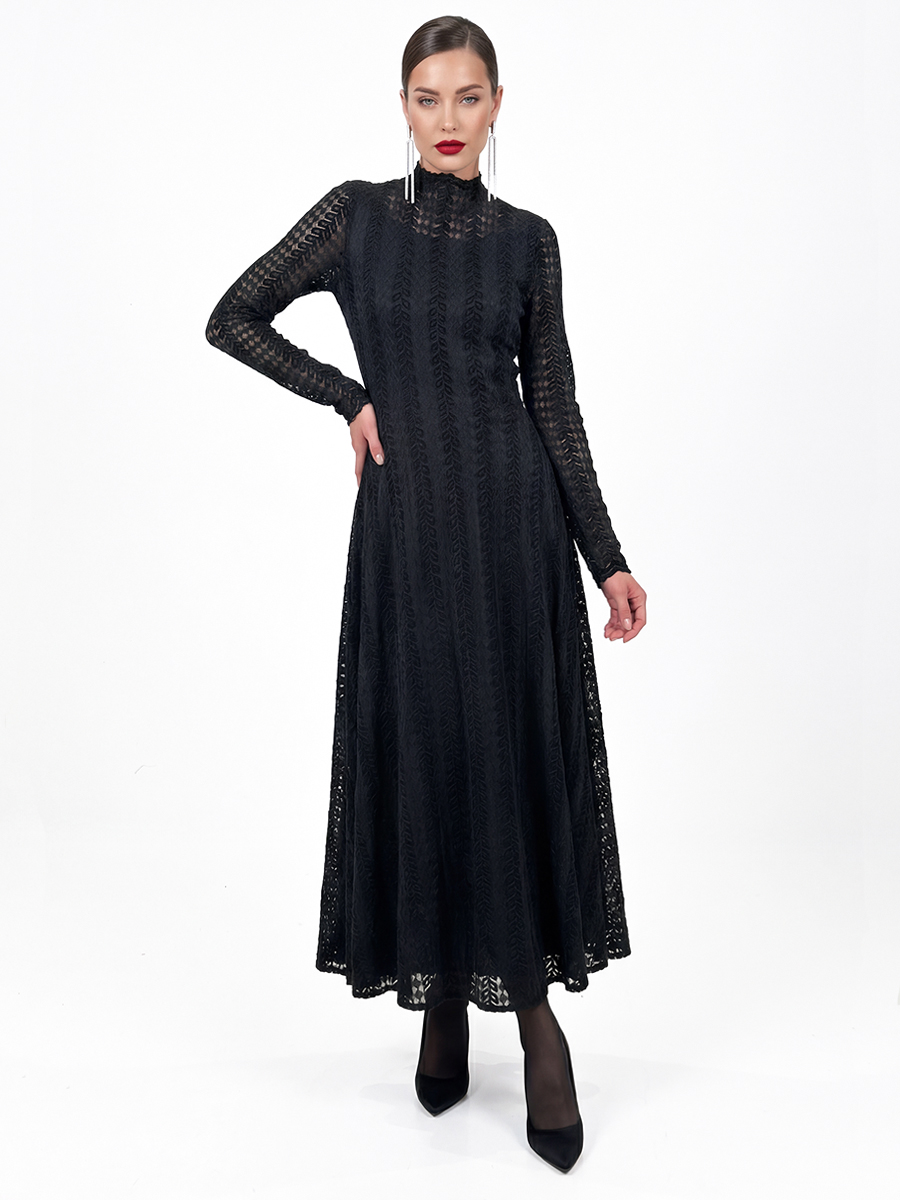 Платье теплое кружевное OD-846-5 черный