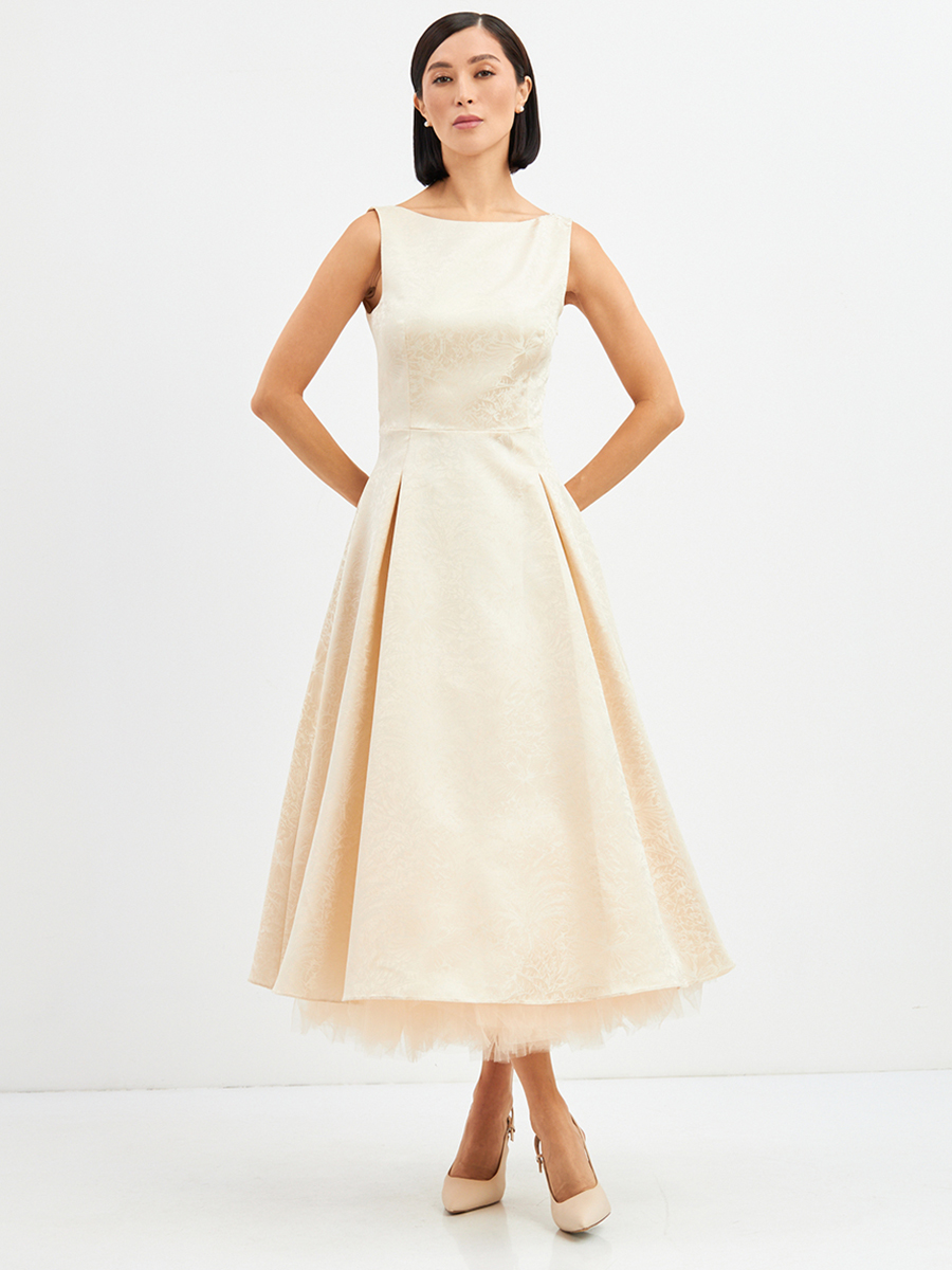 Платье из жаккарда + юбка из фатина OD-939-1 сливочный