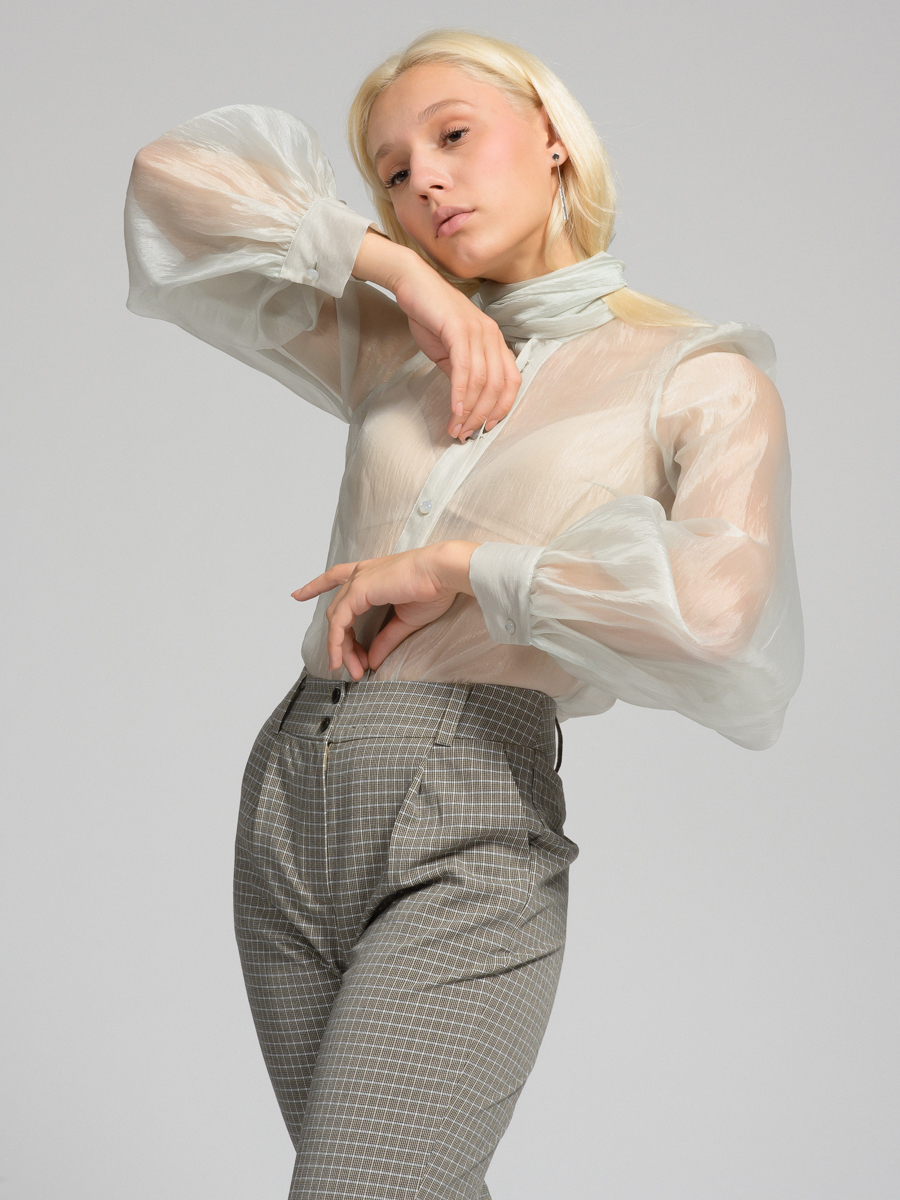 Брюки OD-470-1 в клетку с поясом