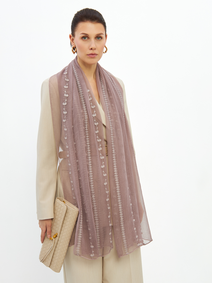 Палантин двусторонний с вышивкой арт-деко DRK-145-101