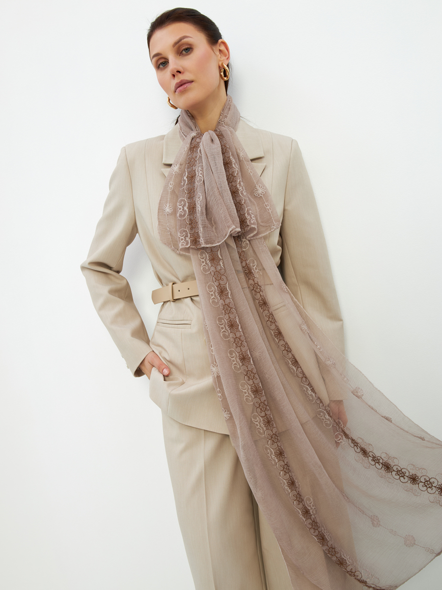 Палантин женский двусторонний с вышивкой Арт-деко DRK-1452-69