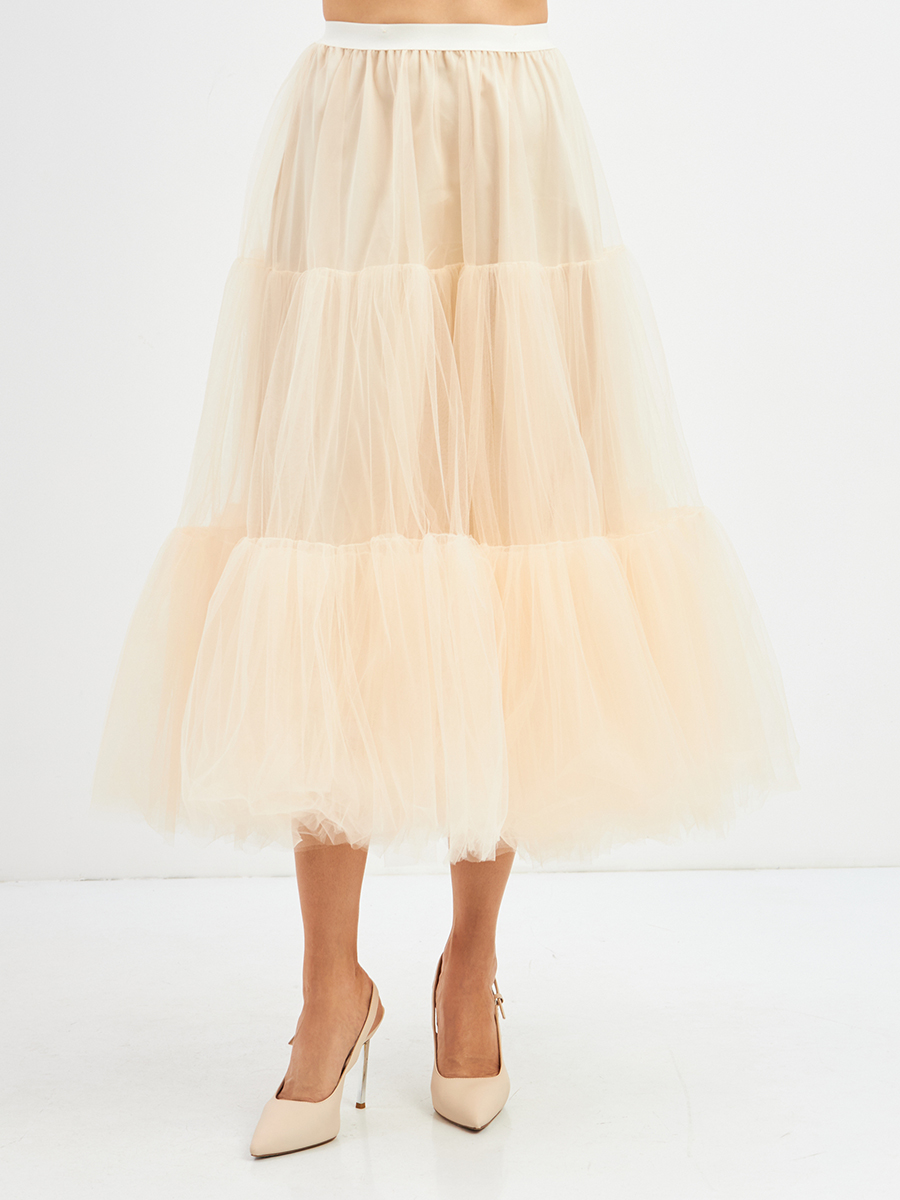 Платье из жаккарда + юбка из фатина OD-939-1 сливочный