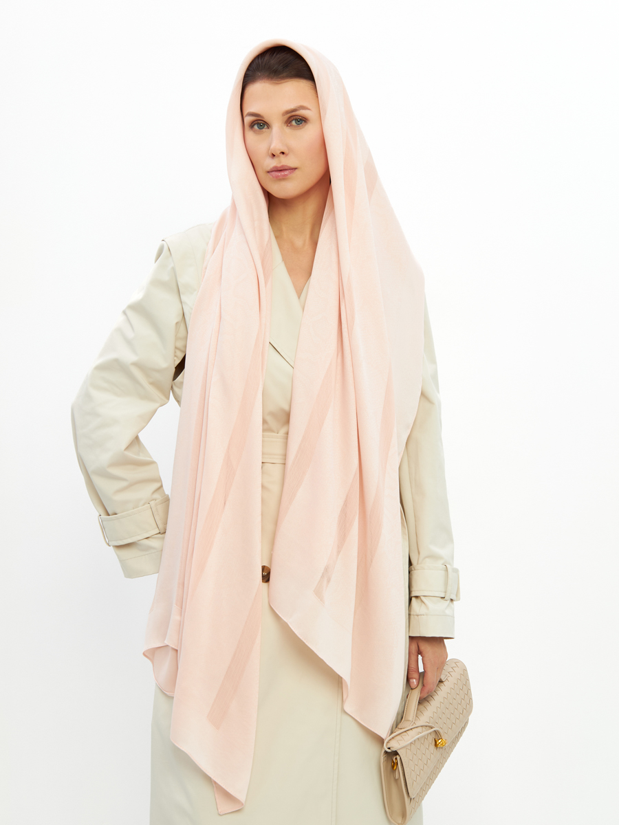 Палантин женский двухсторонний с деликатным диагональным принтом