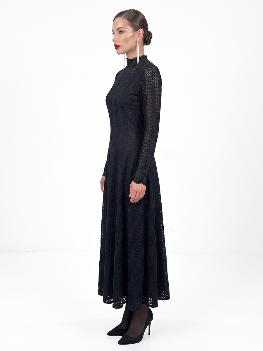 Платье теплое кружевное OD-846-5 черный