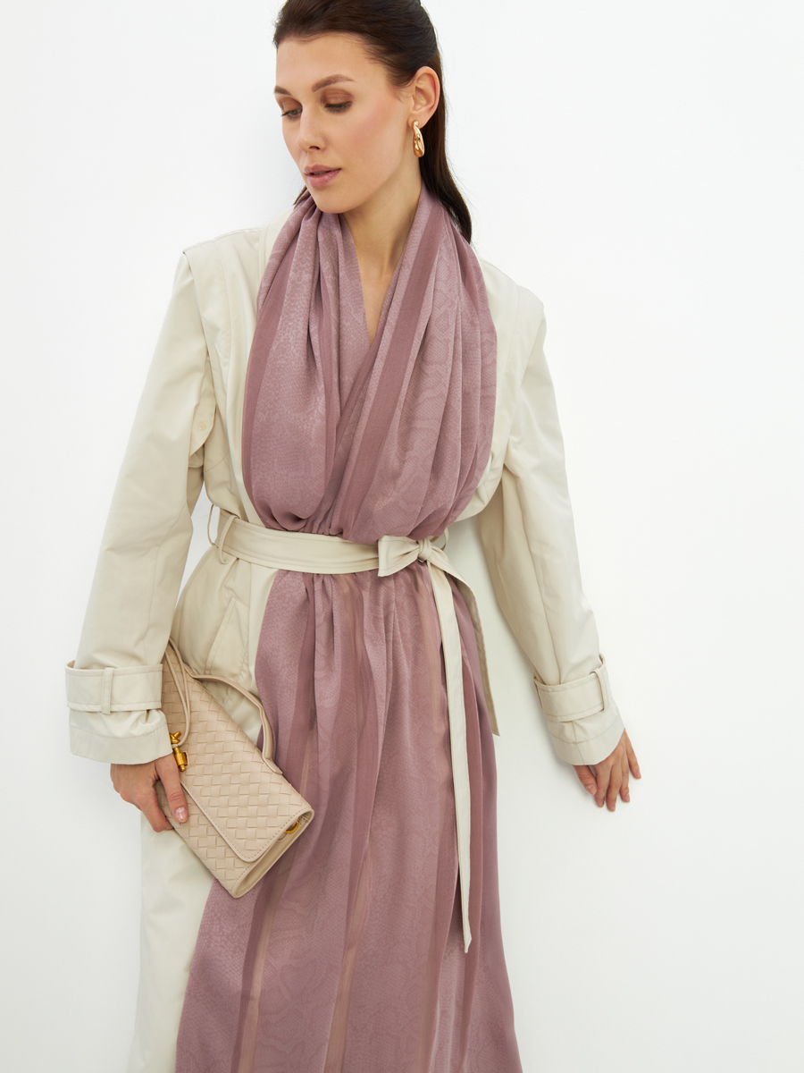 Палантин женский двусторонний атласный с абстрактным принтом