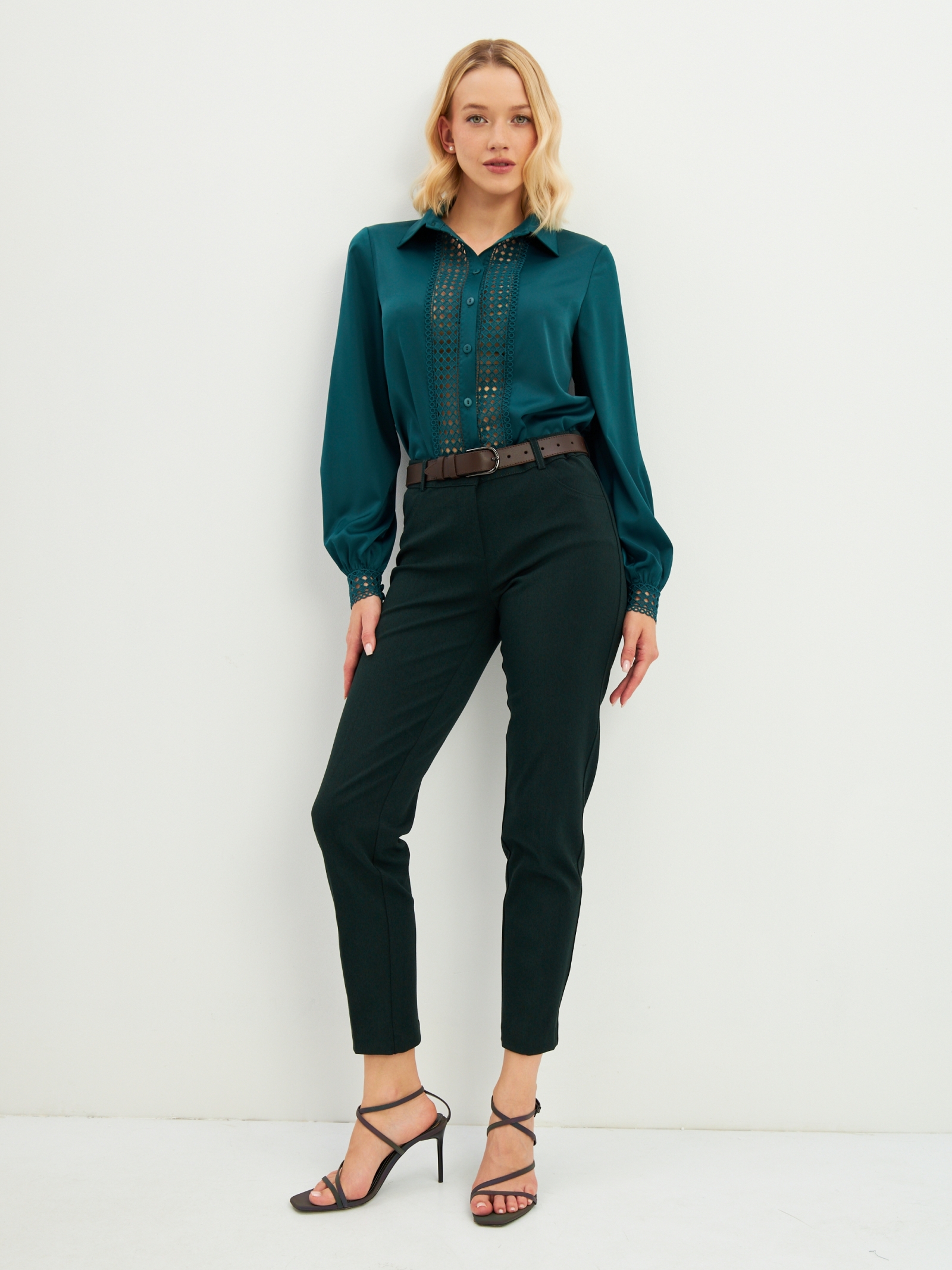 Блузка с кружевом OD-808-3 зеленый