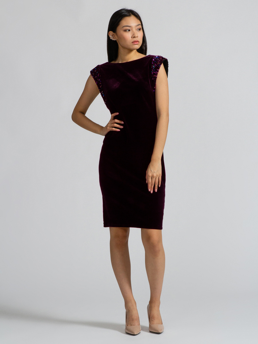 Платье OD-254-1 с крылышками из паеток фиолетовое