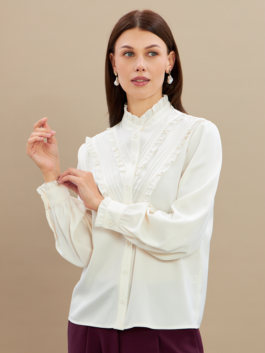 Блузка с рюшами OD-884-5 сливочный