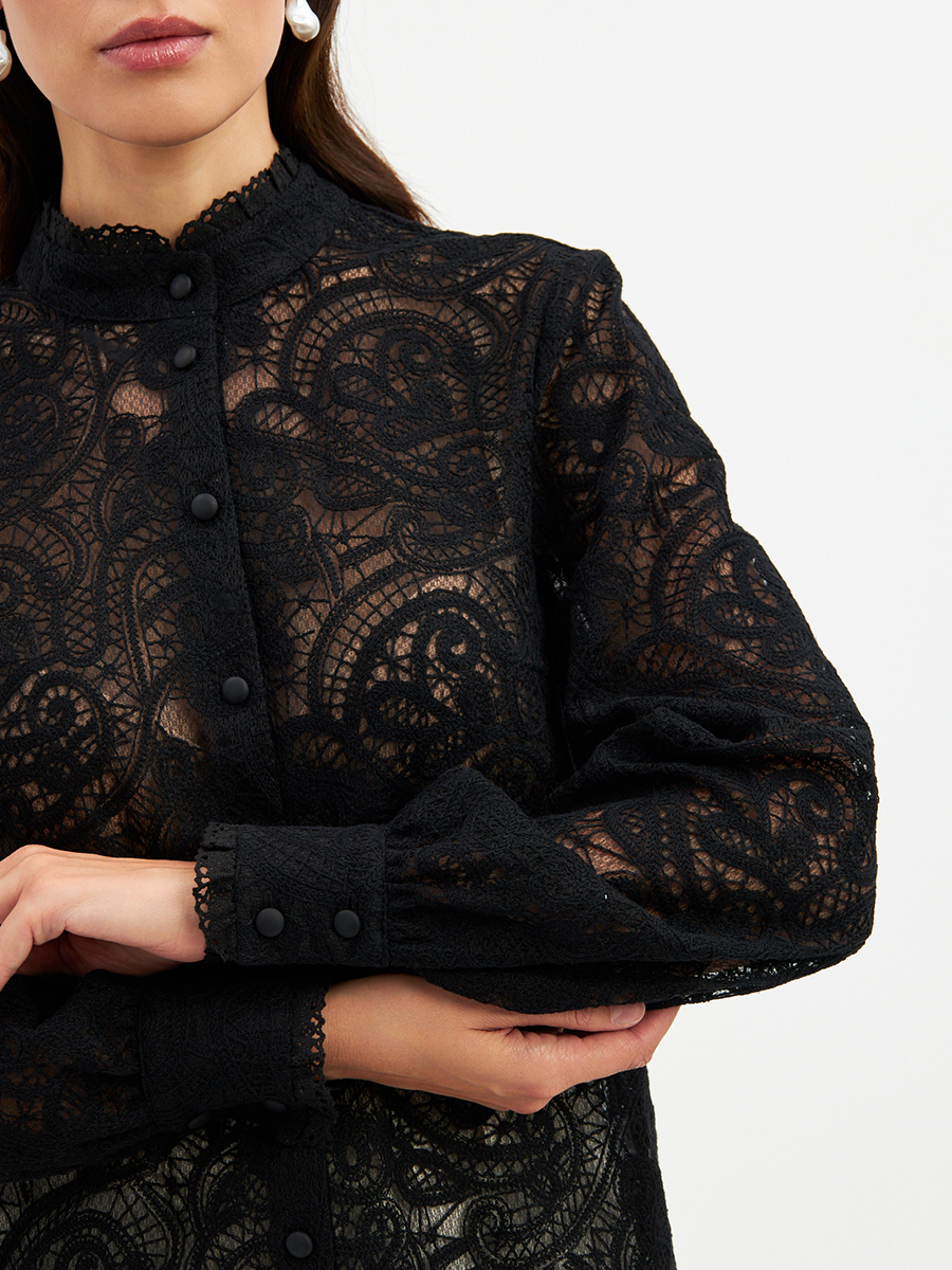 Блузка из кружевной ткани OD-977-2 черный