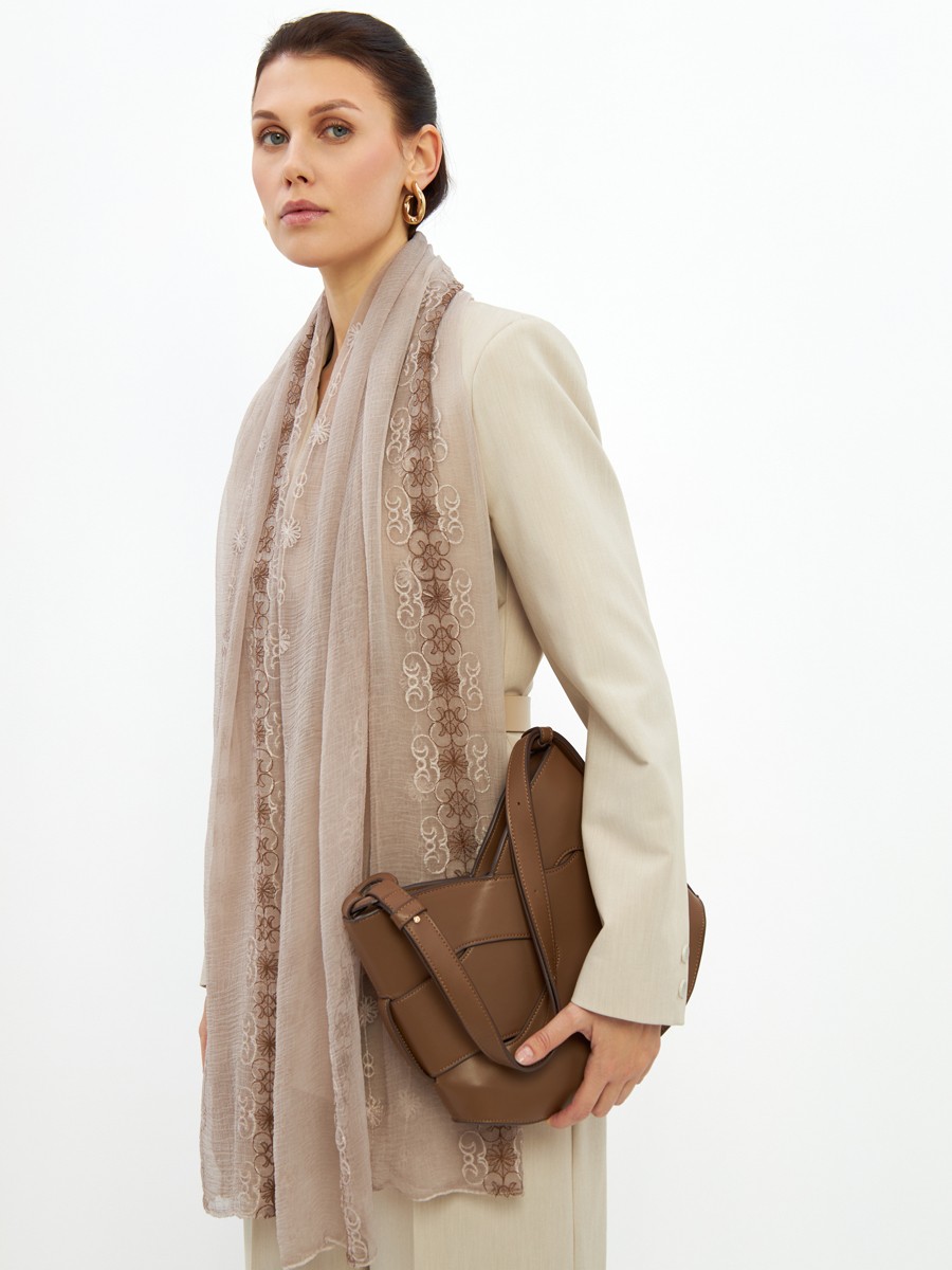 Палантин женский двусторонний с вышивкой Арт-деко DRK-1452-69