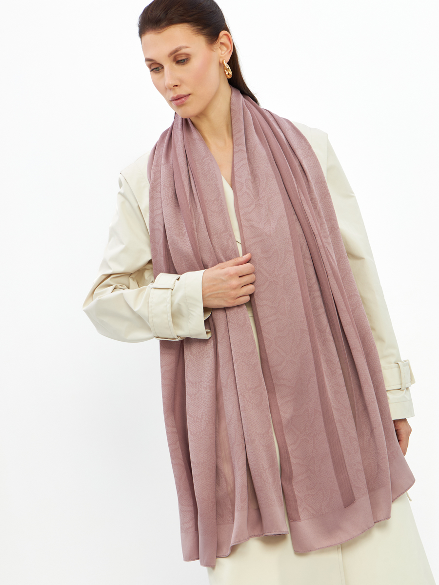 Палантин женский двусторонний атласный с абстрактным принтом