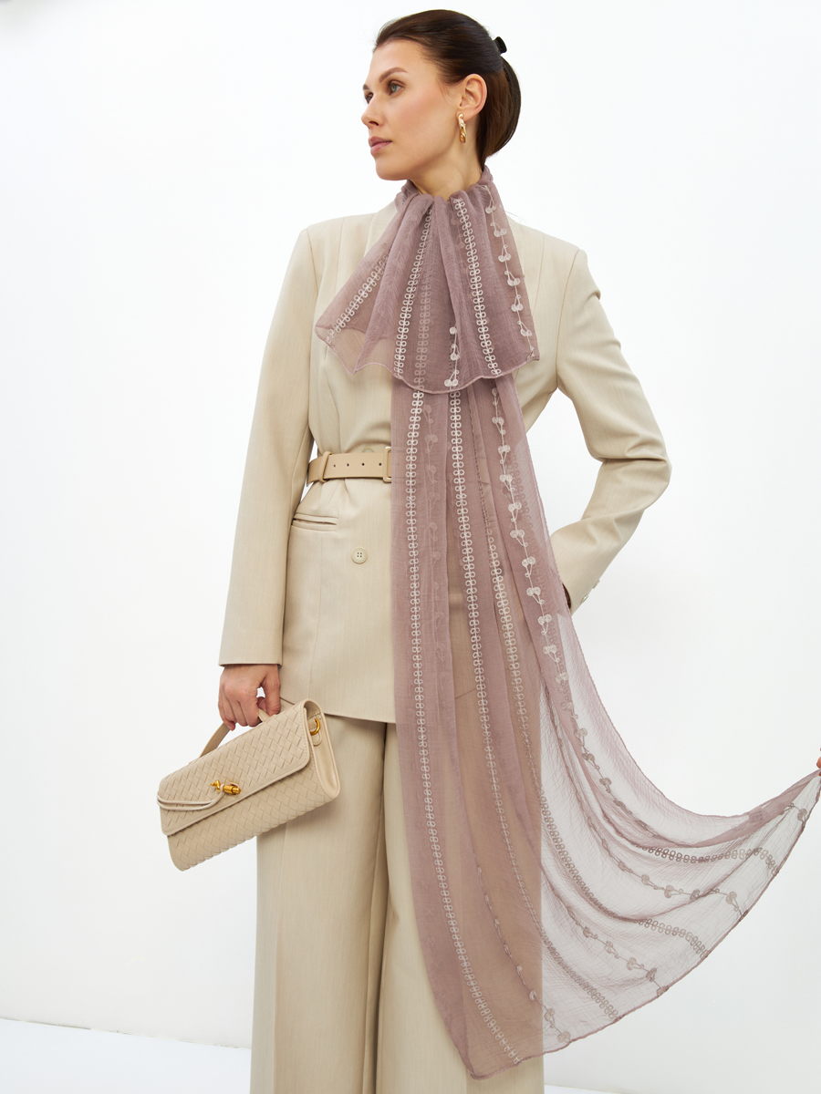 Палантин двусторонний с вышивкой арт-деко DRK-145-101