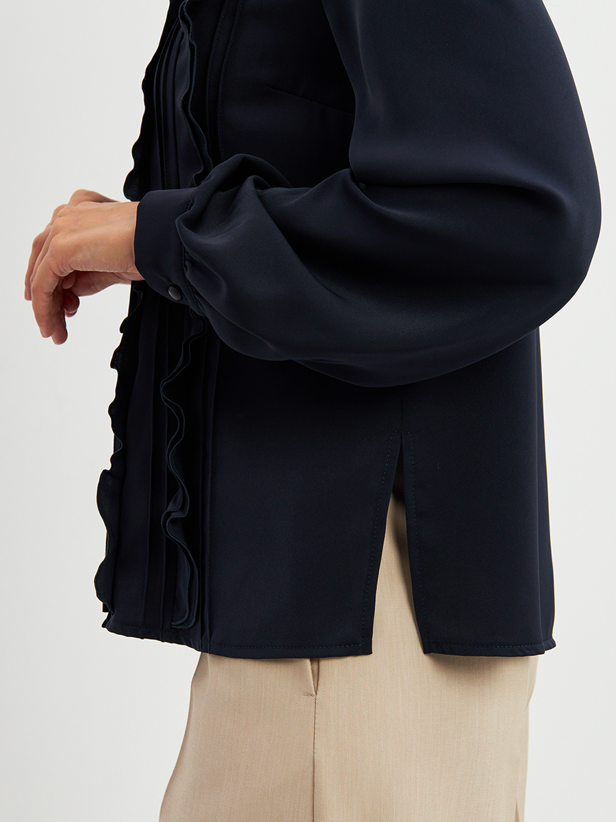 Блузка с рюшами OD-976-2 т.синий