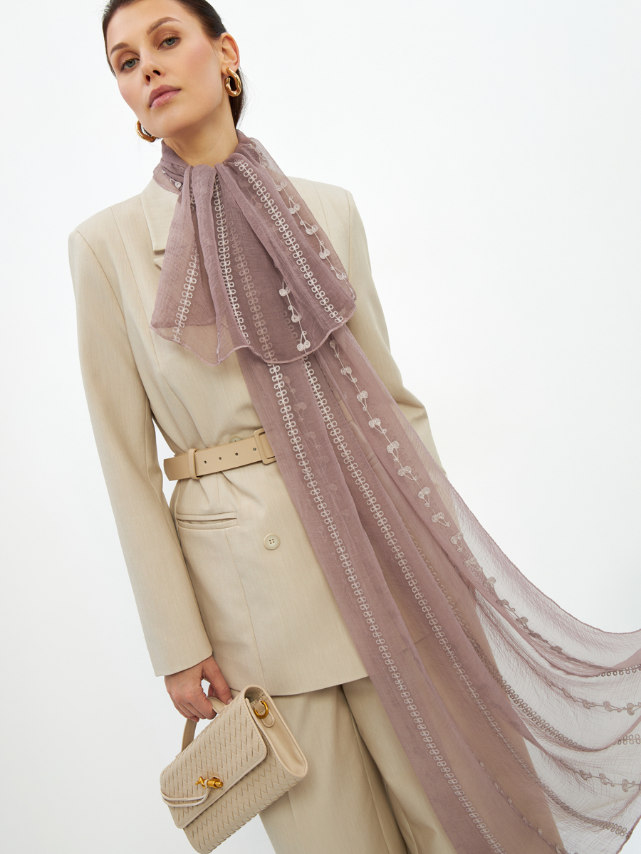 Палантин двусторонний с вышивкой арт-деко DRK-145-101