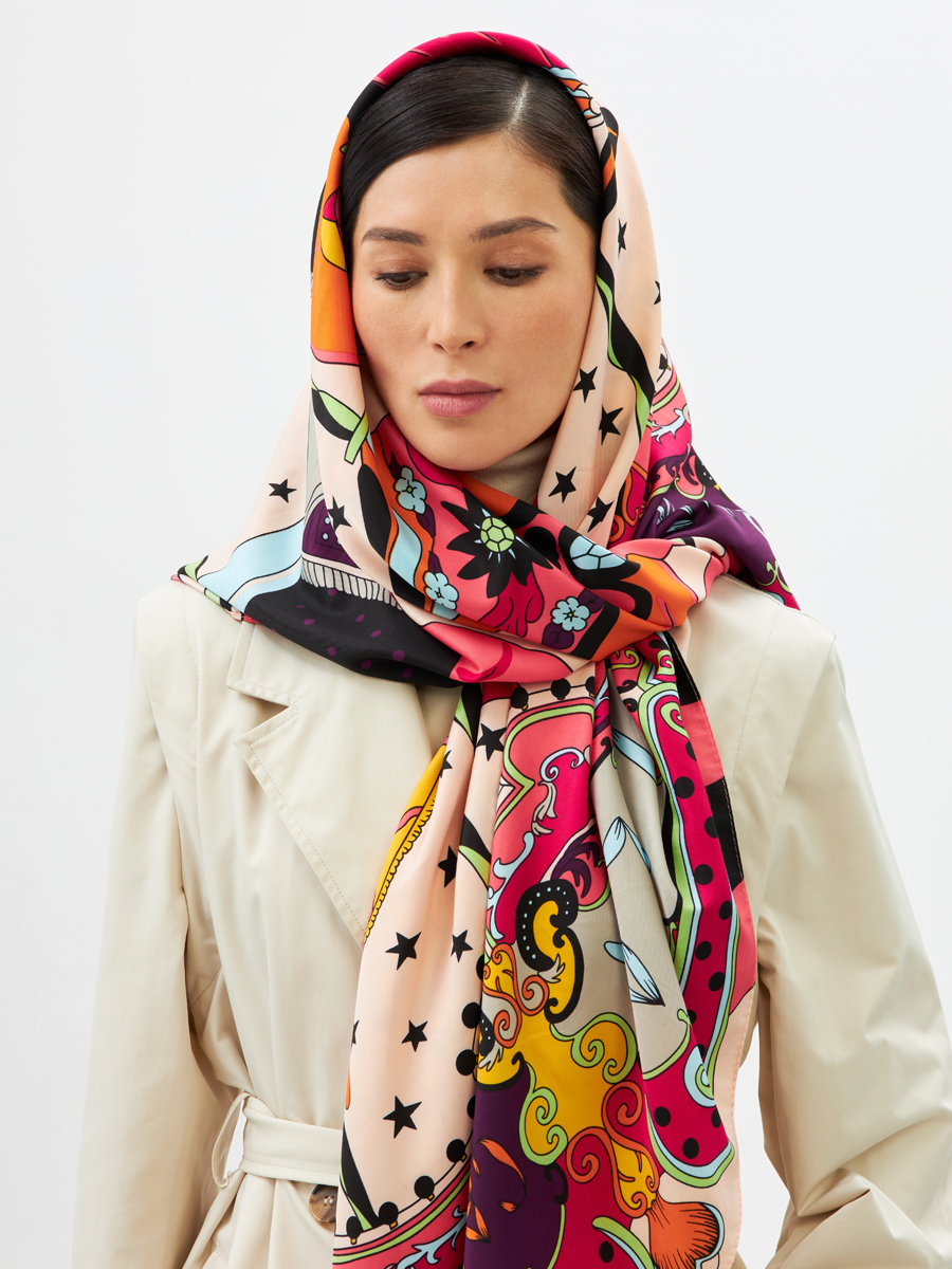 Платок женский двусторонний с принтом Арт-Деко LO-1255-2