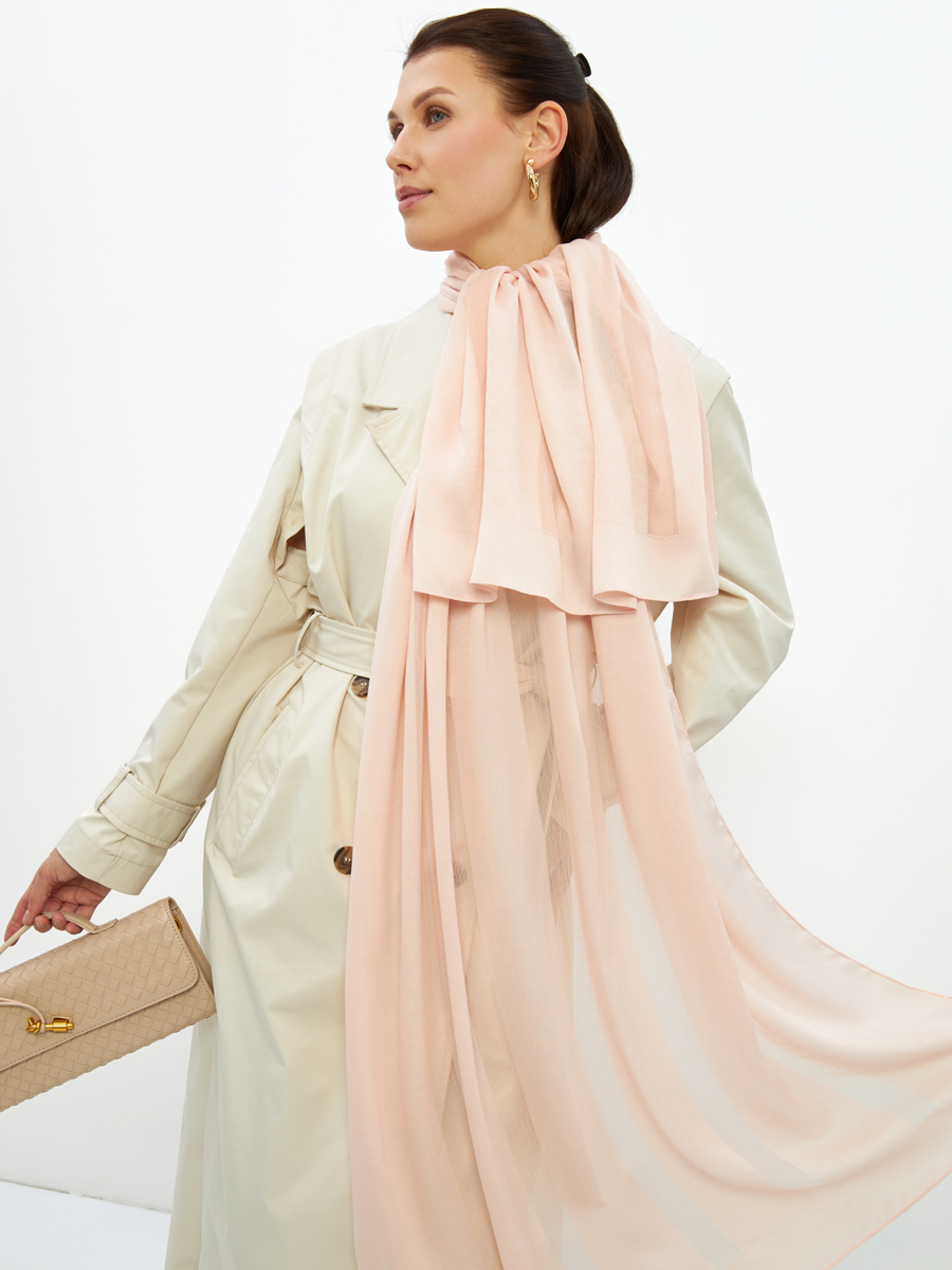 Палантин женский двухсторонний с деликатным диагональным принтом