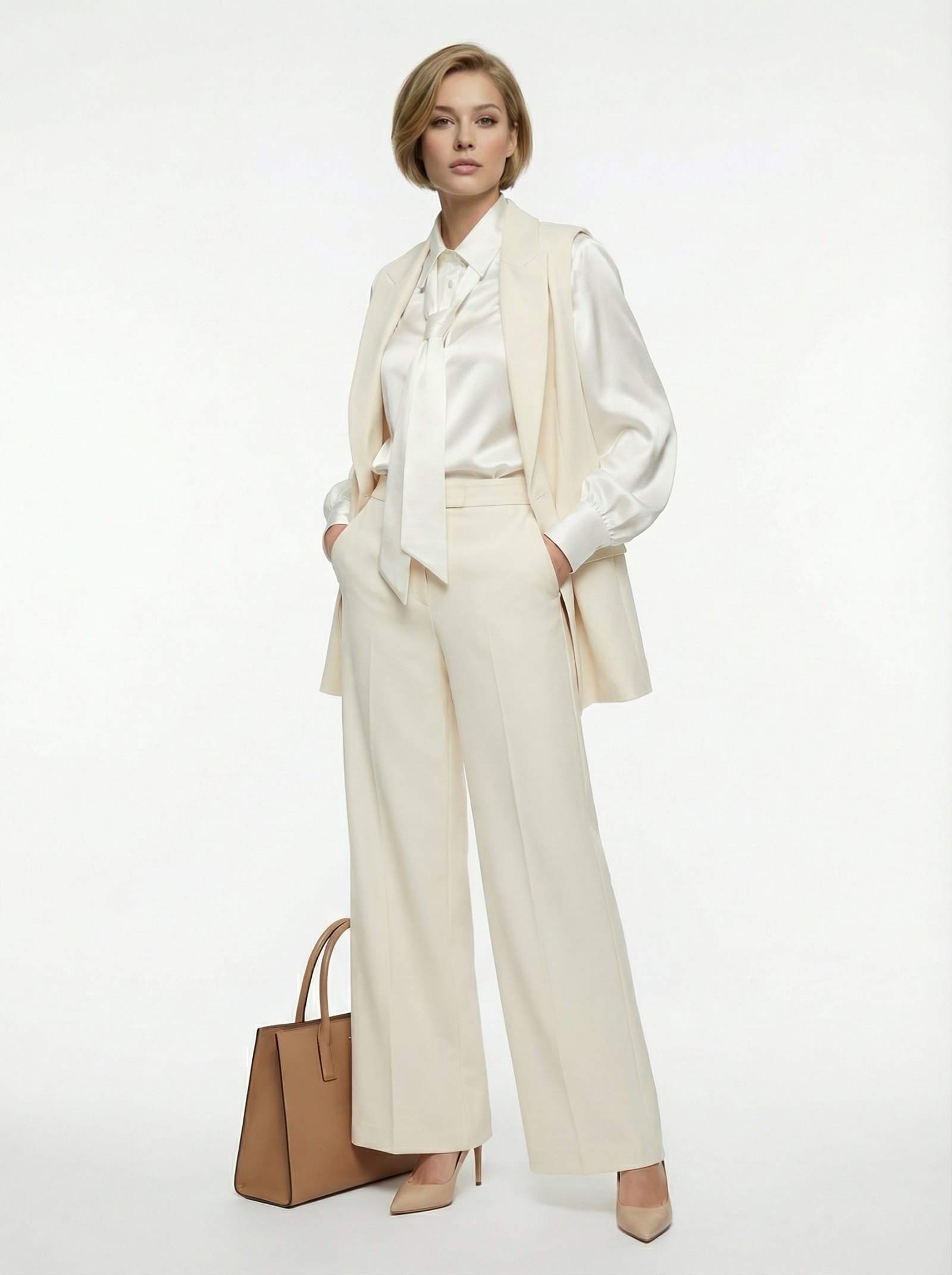 Блузка с галстуком  OD-881-4 белый