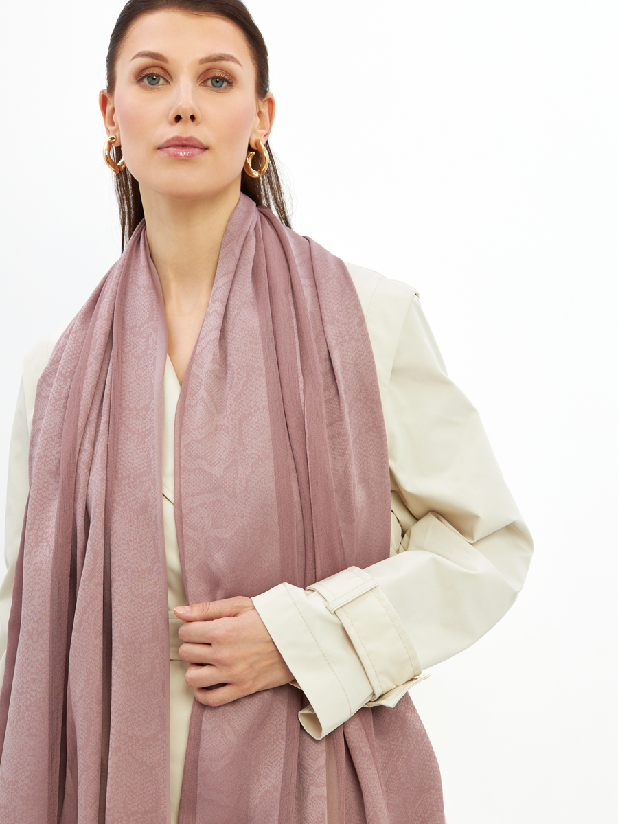 Палантин женский двусторонний атласный с абстрактным принтом