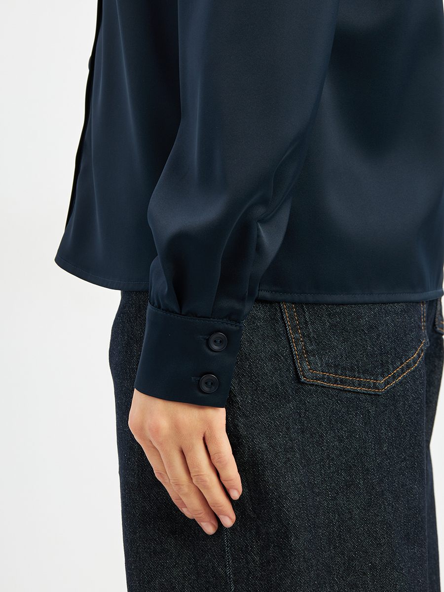 Блузка с кружевом на полочке OD-892-2 т.синий