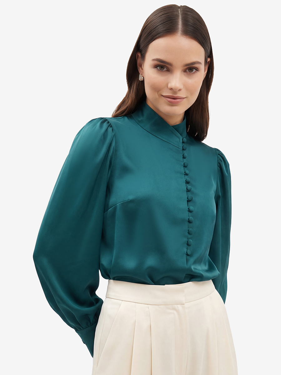 Блуза-косоворотка много пуговиц OD-550-13 морская волна