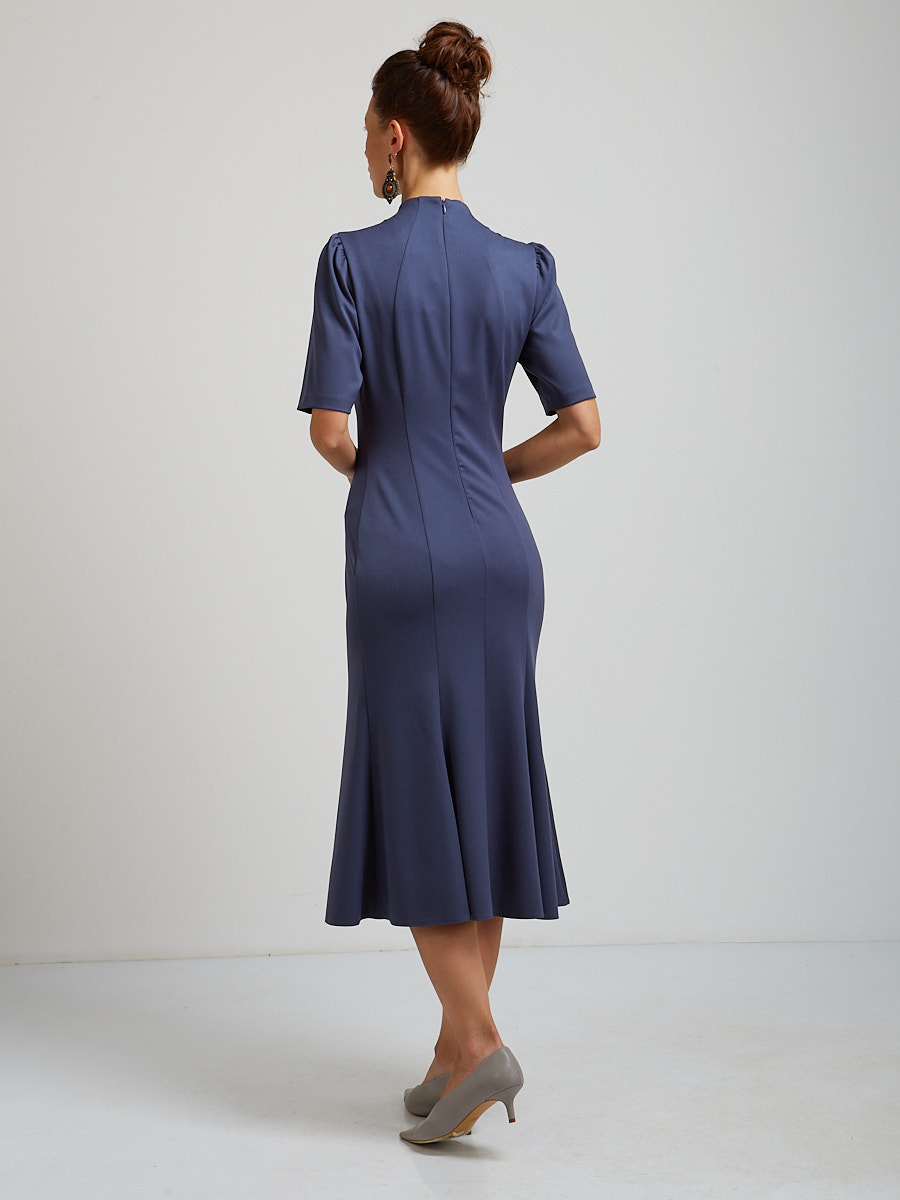 Платье воротник-капля OD-761-4 синий джинс