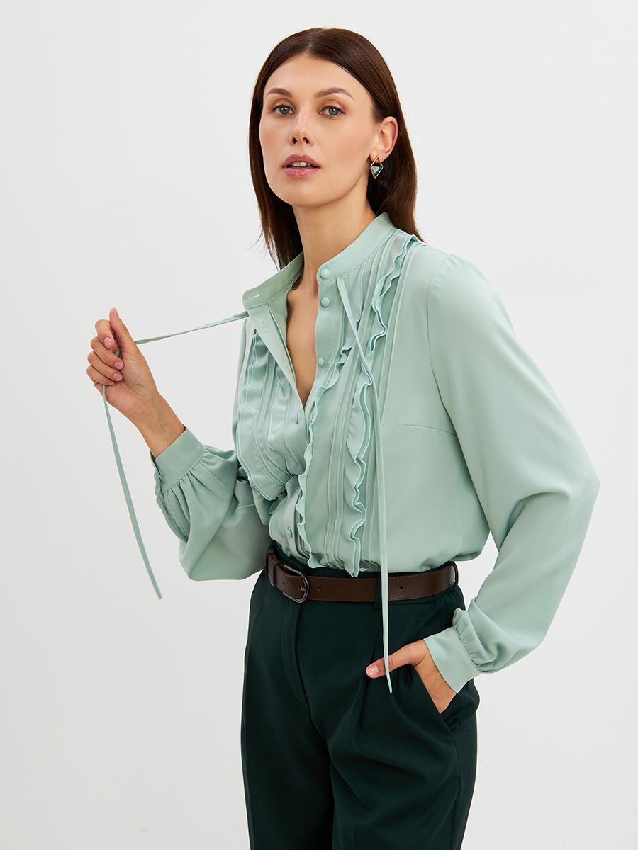 Блузка с рюшами OD-976-3 зеленый