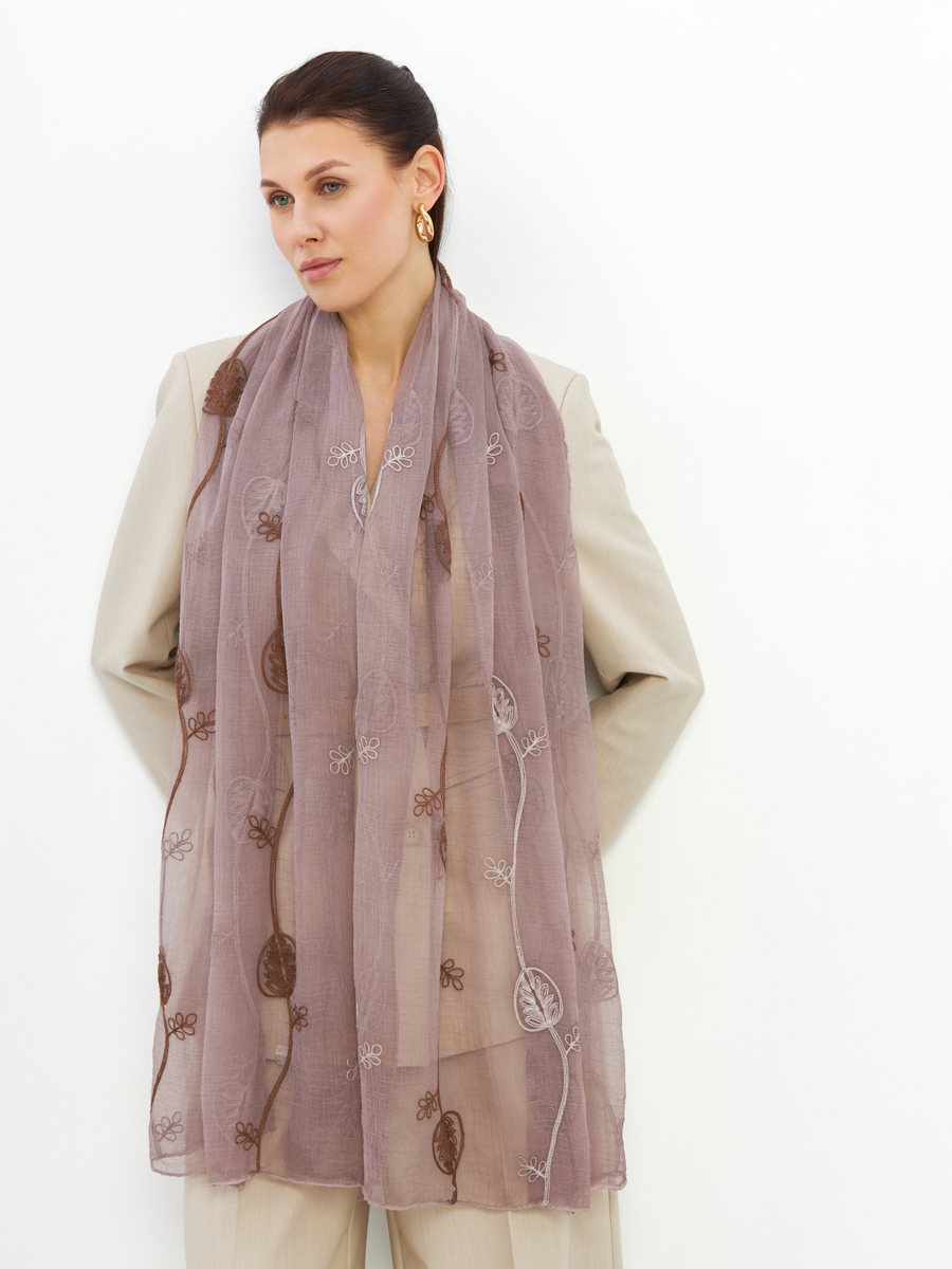 Палантин женский двусторонний с вышивкой Арт-деко DRK-1453-23