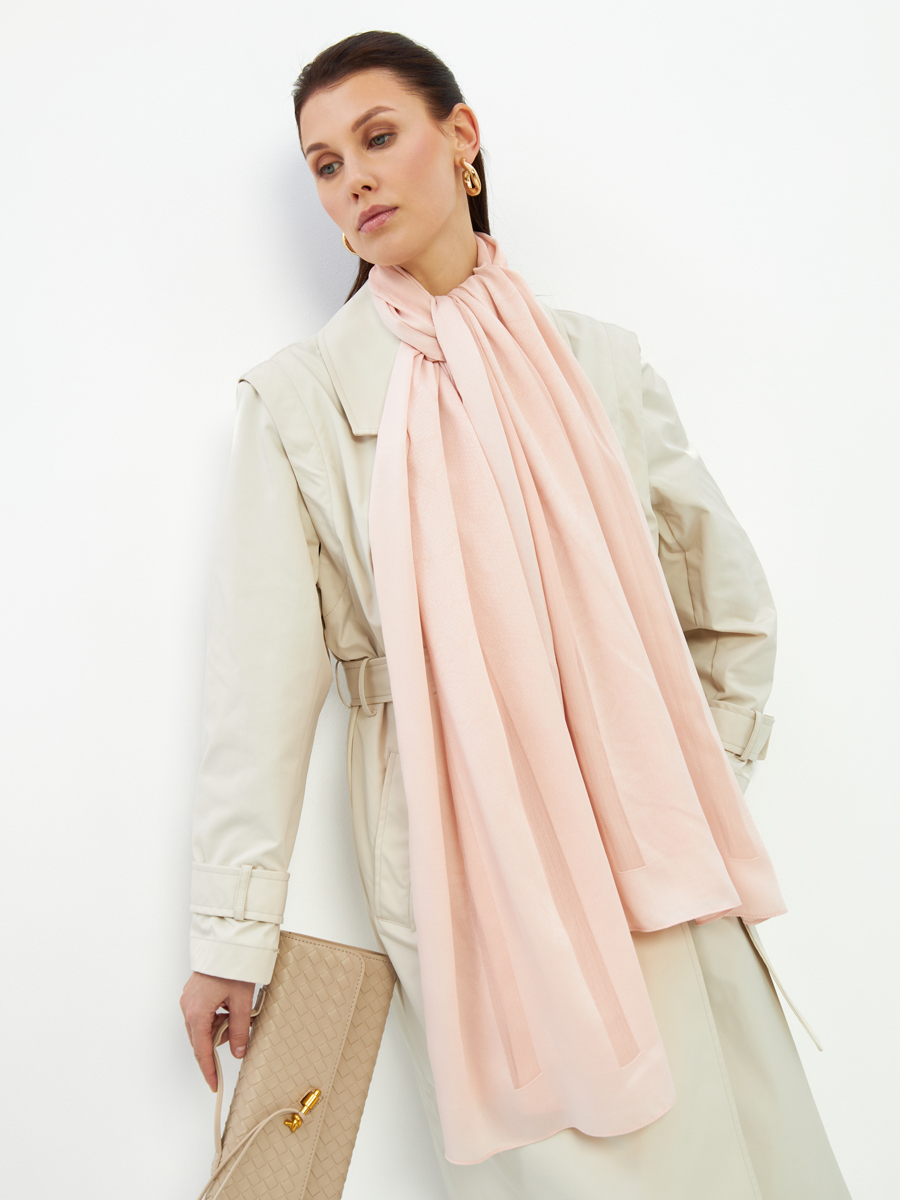 Палантин женский двухсторонний с деликатным диагональным принтом