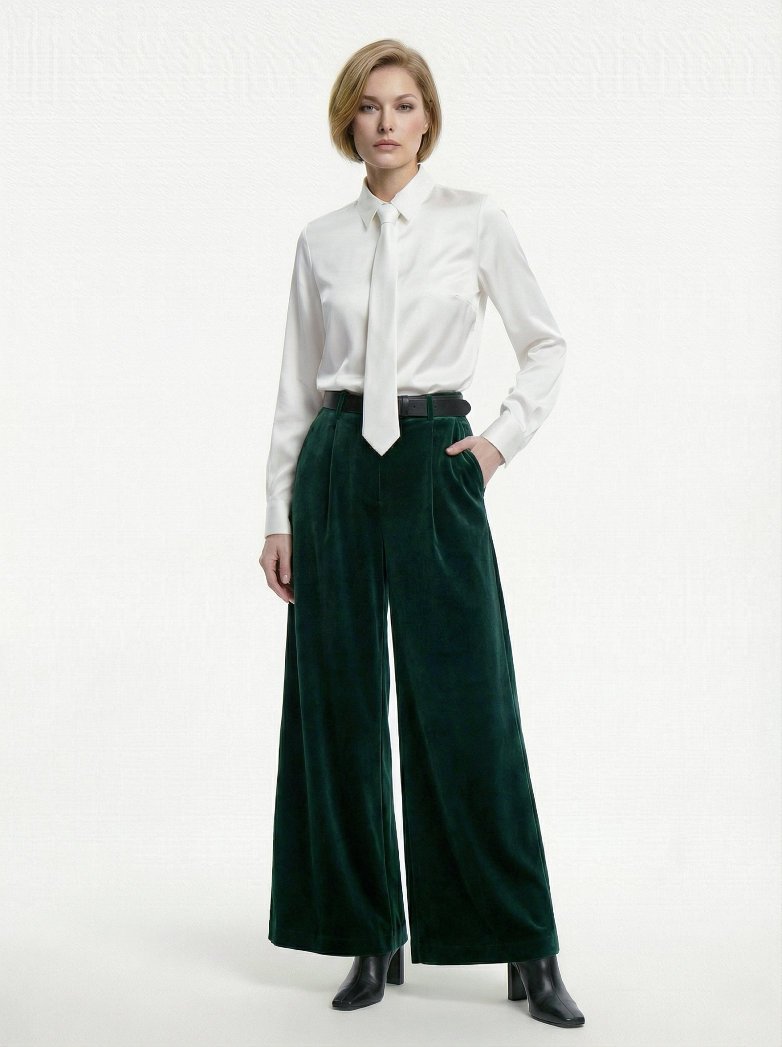 Блузка с галстуком  OD-881-4 белый