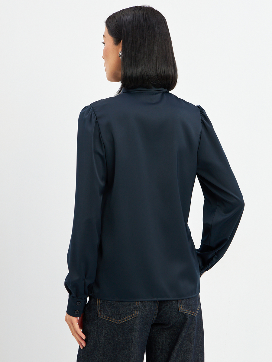 Блузка с кружевом на полочке OD-892-2 т.синий