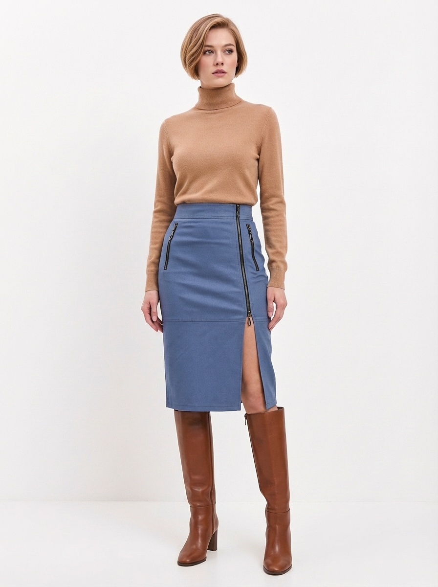 Юбка джинсовая с короткой молнией OD-866-1 синий