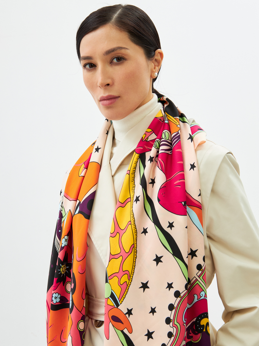 Платок женский двусторонний с принтом Арт-Деко LO-1255-2