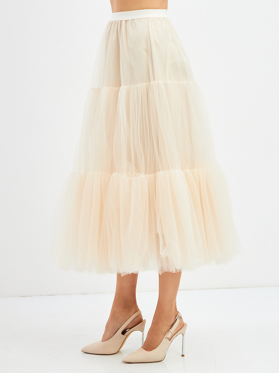 Платье из жаккарда + юбка из фатина OD-939-3 серо-голубой