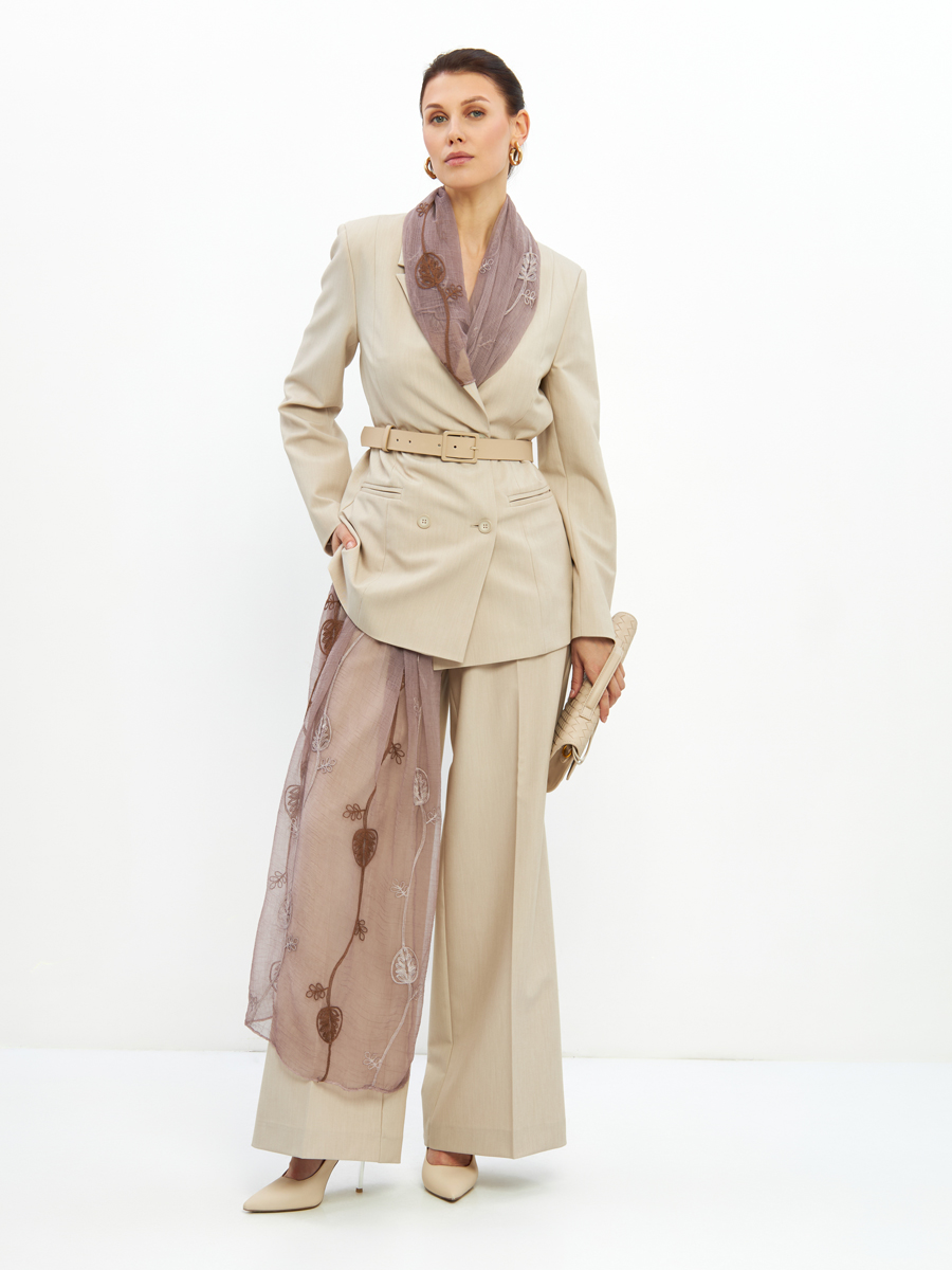 Палантин женский двусторонний с вышивкой Арт-деко DRK-1453-23