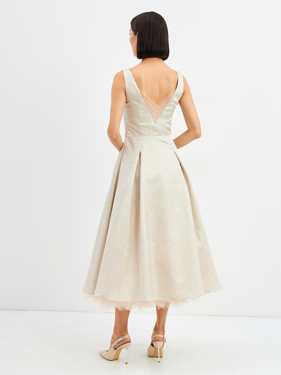 Платье из жаккарда + юбка из фатина OD-939-3 серо-голубой