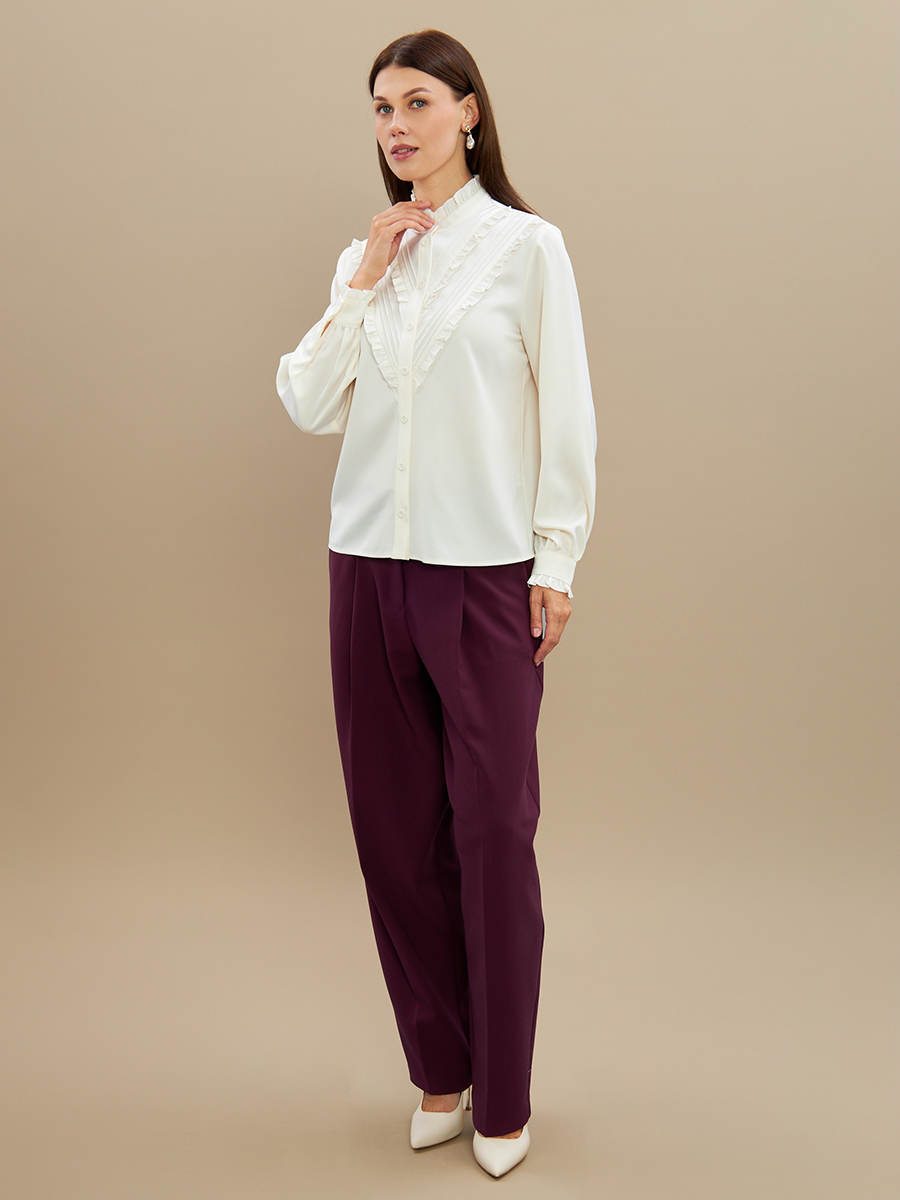 Блузка с рюшами OD-884-5 сливочный