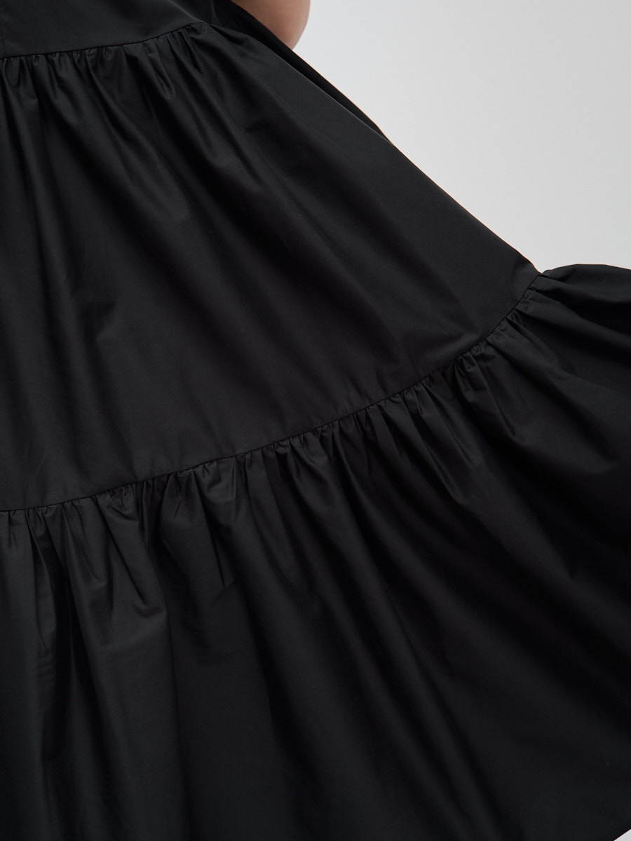 Платье с рукавами-буфами черное