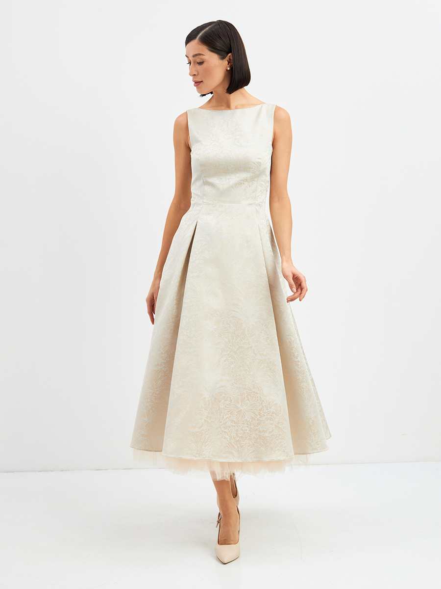 Платье из жаккарда + юбка из фатина OD-939-3 серо-голубой