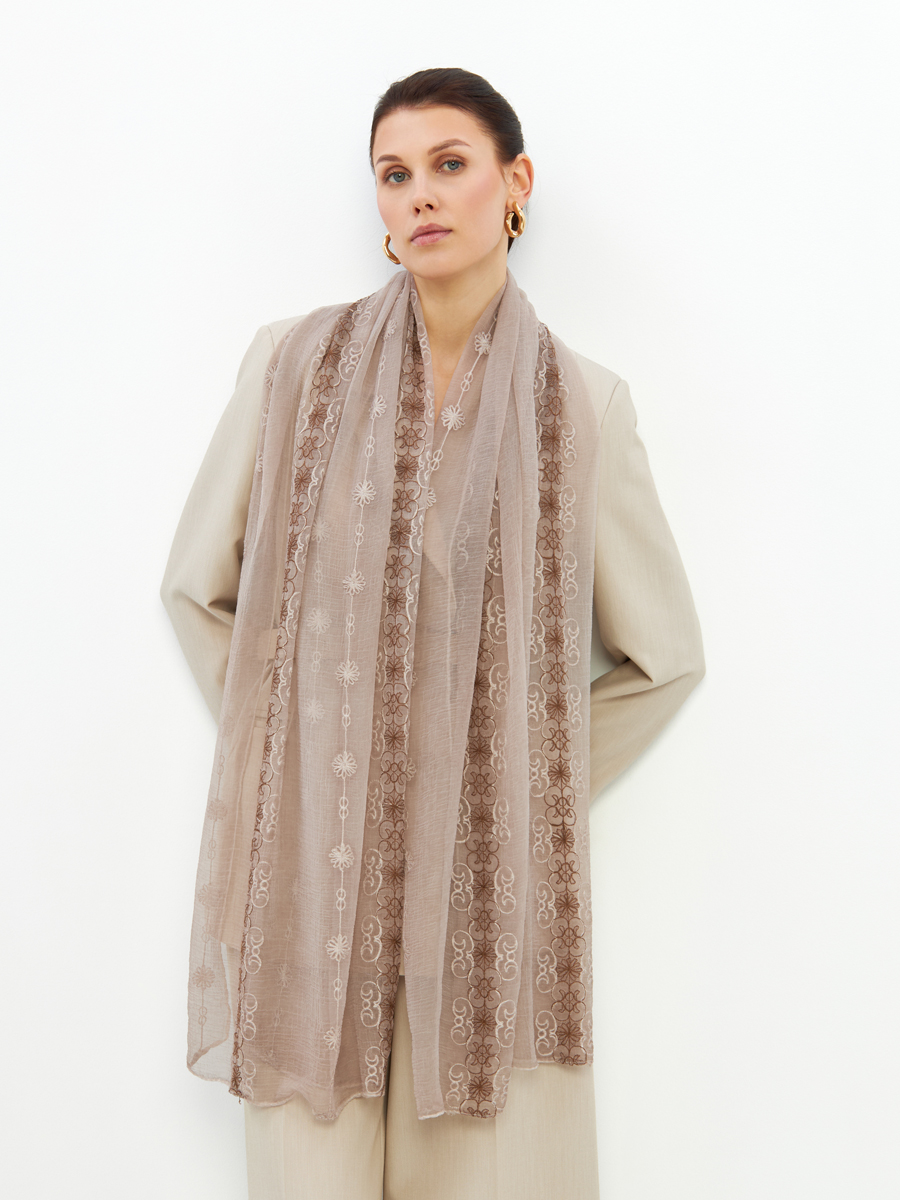 Палантин женский двусторонний с вышивкой Арт-деко DRK-1452-69