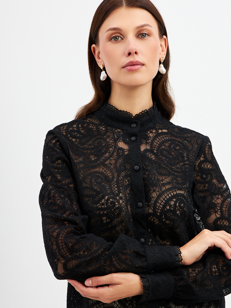 Блузка из кружевной ткани OD-977-2 черный