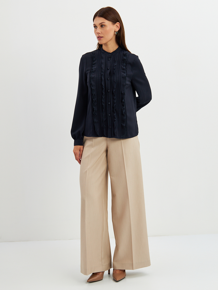 Блузка с рюшами OD-976-2 т.синий