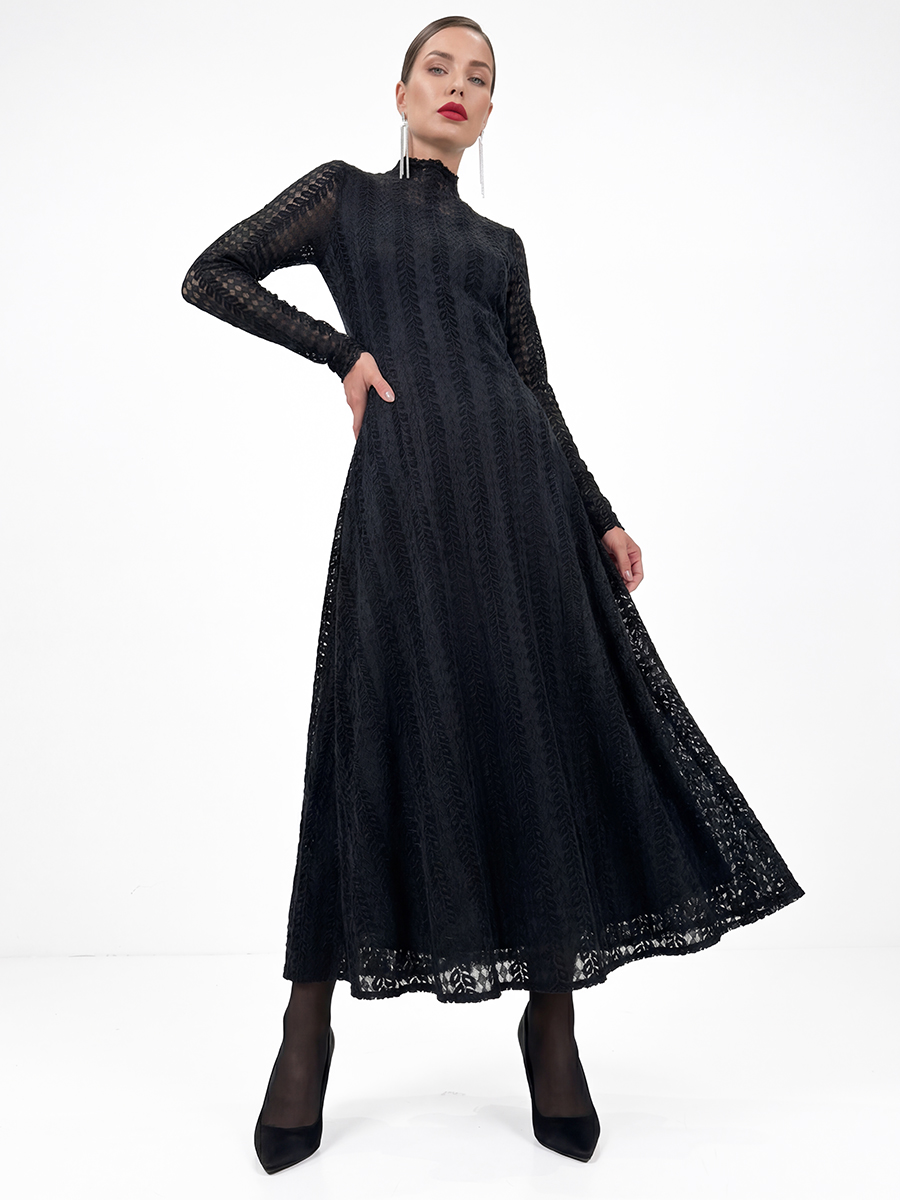 Платье теплое кружевное OD-846-5 черный