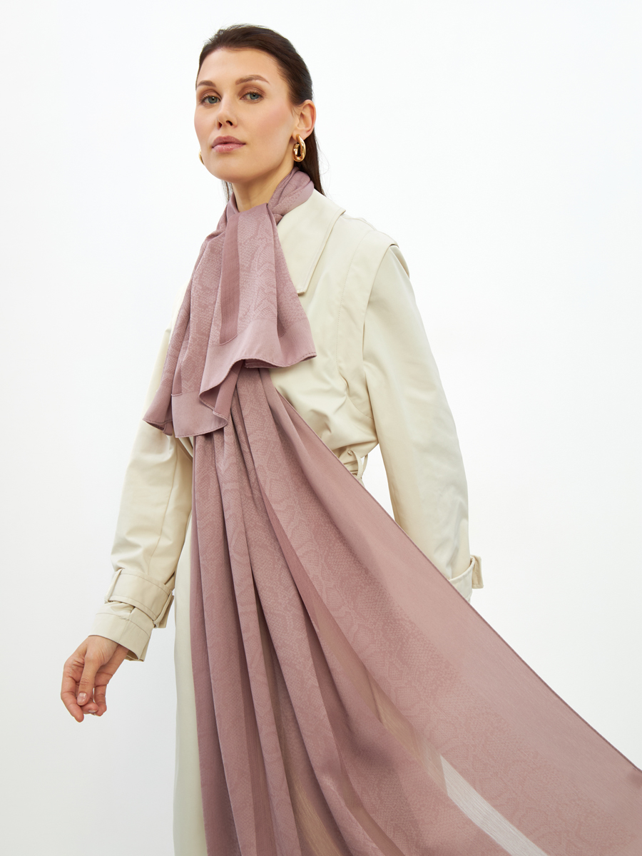 Палантин женский двусторонний атласный с абстрактным принтом