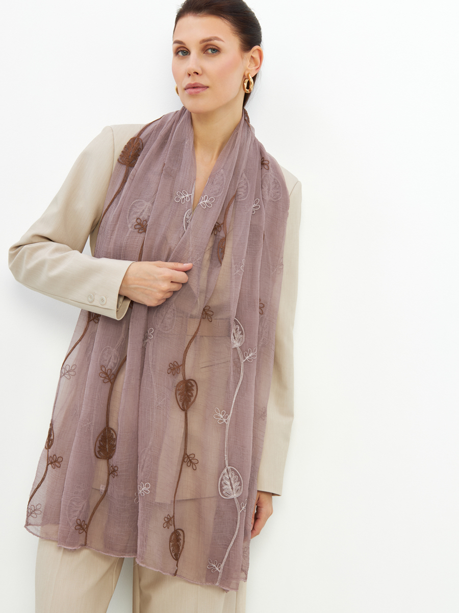 Палантин женский двусторонний с вышивкой Арт-деко DRK-1453-23