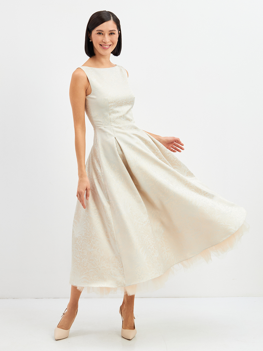 Платье из жаккарда + юбка из фатина OD-939-3 серо-голубой