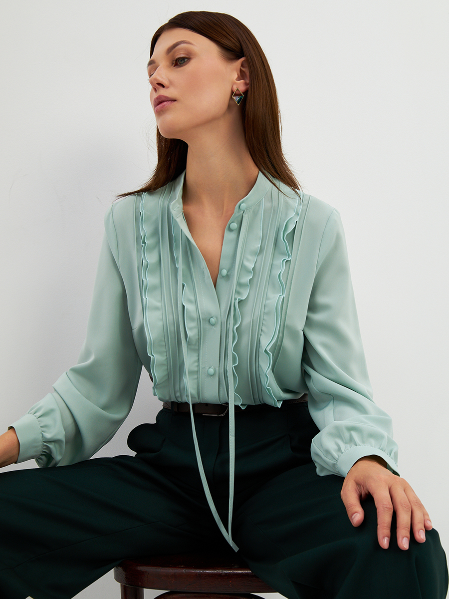 Блузка с рюшами OD-976-3 зеленый