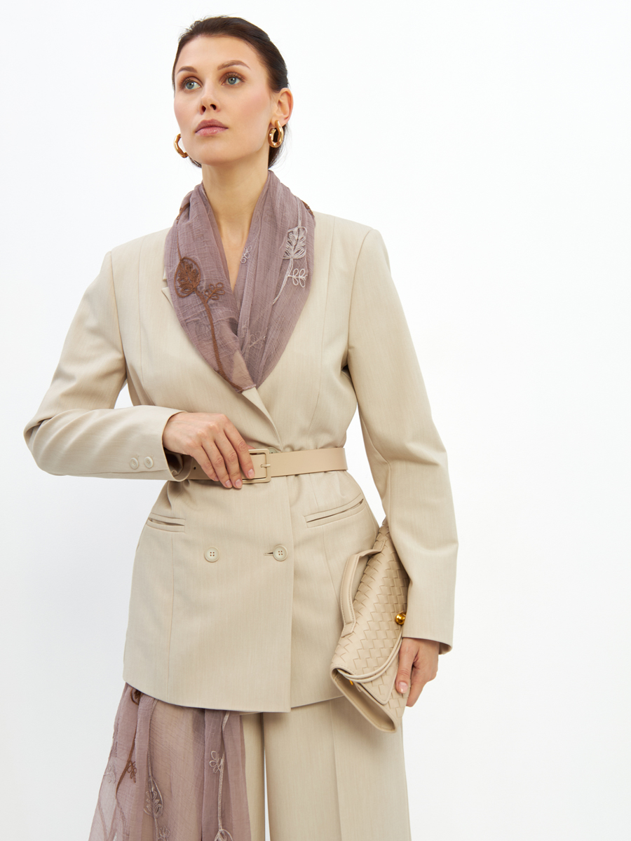 Палантин женский двусторонний с вышивкой Арт-деко DRK-1453-23